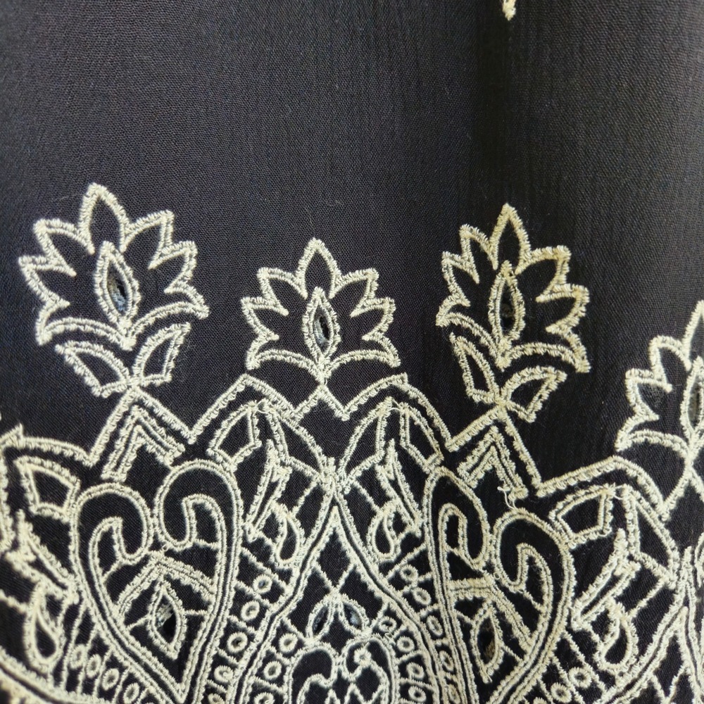 Sundance Palace Shift Dress Embroidered Eyelet Scallop Bell Boho Siz PM or Small - Picture 8 of 9